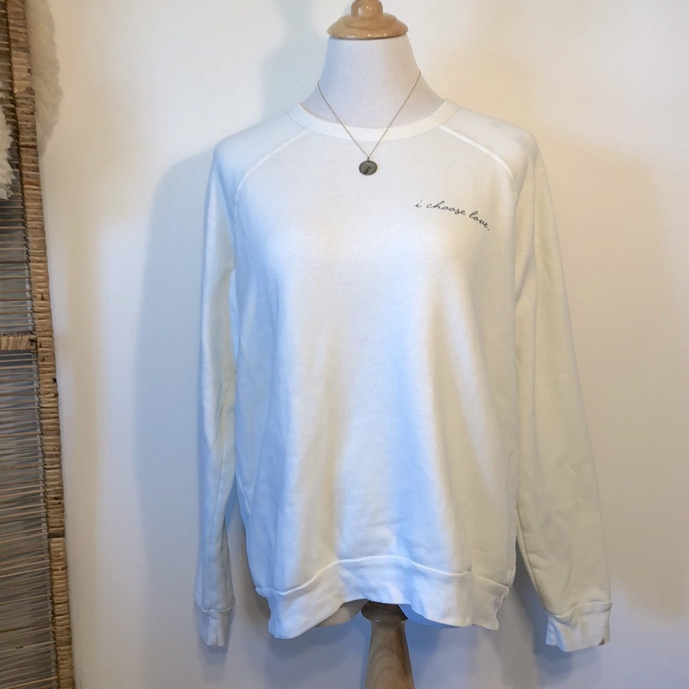 BOHO-“I CHOOSE LOVE” Off White Crewneck Sweatshirt Top-Size Medium